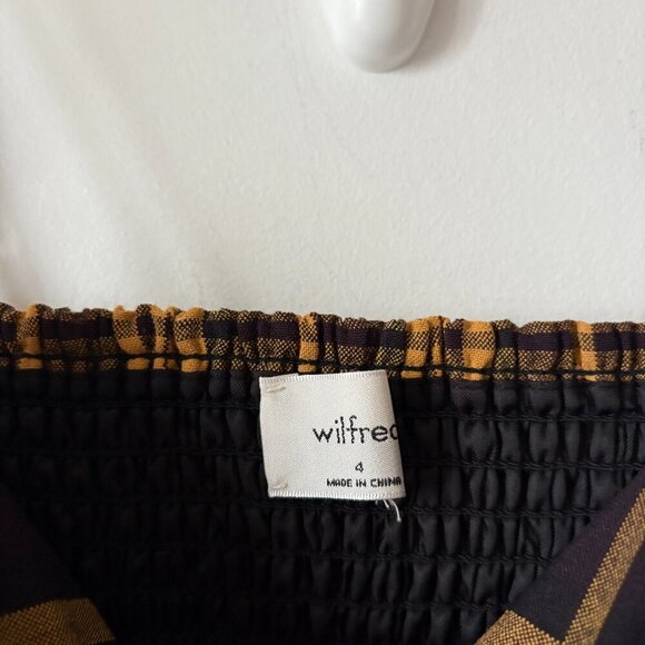 Aritzia Wilfred New Classic Isabelle Check Plaid Mini Dress Black Yellow Size 4 - Picture 7 of 8
